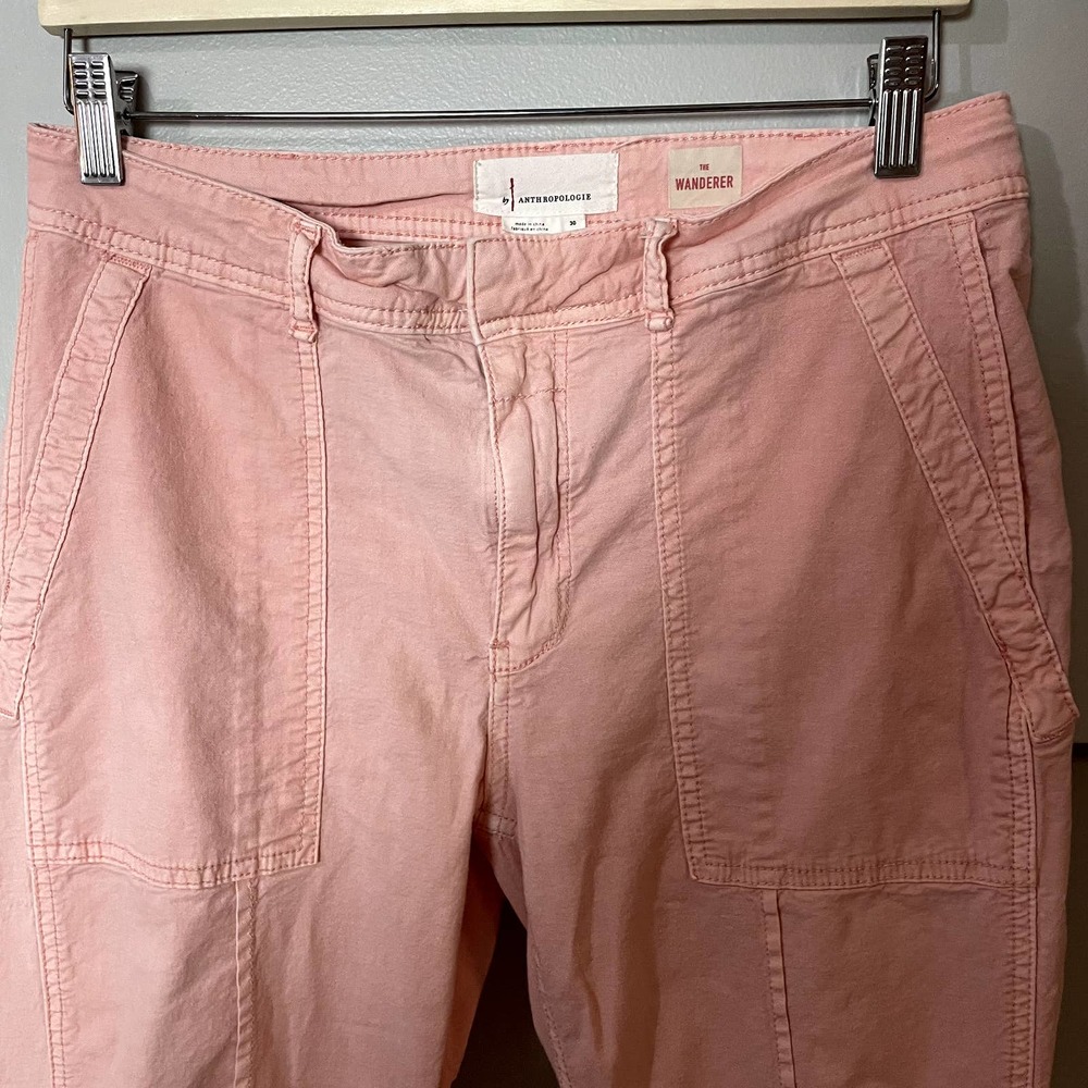 Anthropologie The Wanderer Dusty Pink Cargo Straight Leg Pants Size 30 - Picture 9 of 16